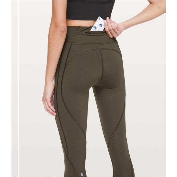 Lululemon Time To Sweat Crop *23" Dark Olive Size 8 - Picture 10 of 12